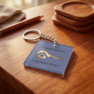 Luxus-Schieferblau-Gold-Schlüssel-Immobilienmarket Schlüsselanhänger