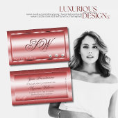 Luxus Schimmerrot mit Diamanten und Monogram Visitenkarte
