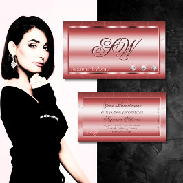 Luxus Schimmerrot mit Diamanten und Monogram Visitenkarte
