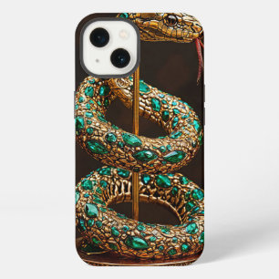 Luxus-Schlangenaesthetic-Smaragd-Edelstein-Gold iPhone 13 Hülle
