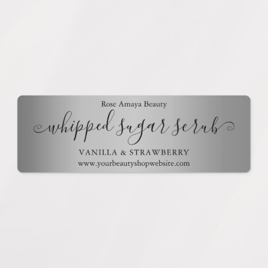 Luxus schlicht Silber Gradient Horizontal Etiketten (Design 1)