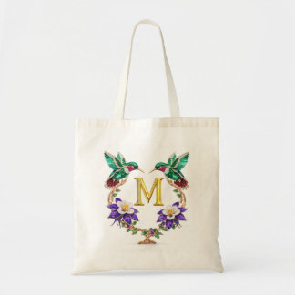 Luxus-Schmetterlings-Kolibri-Monogramm-M-Hochzeits Tragetasche