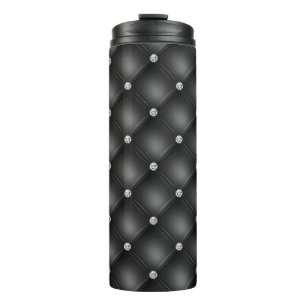 Luxus-Schwarz-Diamant-Tufting-Muster Thermosbecher