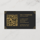 Luxus-Schwarz-Gold-Art-Deco-QR-Code-Minimal-Design Terminkarte (Rückseite)