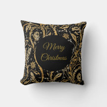 Luxus-Schwarz-Gold-Blumenmuster, Frohe Weihnachten