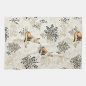 Luxus-Schwarz-Gold-Botanik-Fuchs-Kunst (1) Geschirrtuch (Horizontal)