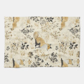 Luxus-Schwarz-Gold-Botanik-Fuchs-Kunst (2) Geschirrtuch (Horizontal)