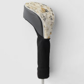 Luxus-Schwarz-Gold-Botanik-Fuchs-Kunst (2) Golf Headcover (angewinkelt)