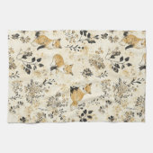 Luxus-Schwarz-Gold-Botanik-Fuchs-Kunst (3) Geschirrtuch (Horizontal)