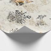 Luxus-Schwarz-Gold-Botanik-Fuchs-Kunst Geschenkpapier (Ecke)