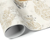 Luxus-Schwarz-Gold-Botanik-Fuchs-Kunst Geschenkpapier (Rolleneckpunkt)