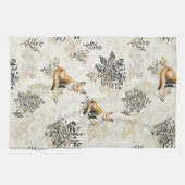 Luxus-Schwarz-Gold-Botanik-Fuchs-Kunst Geschirrtuch (Horizontal)