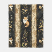 Luxus-Schwarz-Gold-Botanik-Fuchs-Muster (1) Fleecedecke (Vorderseite)