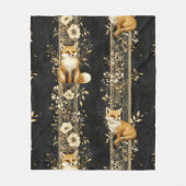Luxus-Schwarz-Gold-Botanik-Fuchs-Muster (2) Fleecedecke (Vorderseite)