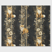 Luxus-Schwarz-Gold-Botanik-Fuchs-Muster (2) Geschenkpapier (Flach)