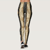 Luxus-Schwarz-Gold-Botanik-Fuchs-Muster Leggings (Rückseite)