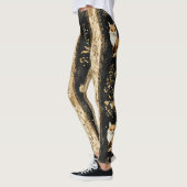 Luxus-Schwarz-Gold-Botanik-Fuchs-Muster Leggings (Links)