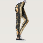 Luxus-Schwarz-Gold-Botanik-Fuchs-Muster Leggings (Rechts)