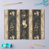 Luxus-Schwarz-Gold-Botanik-Fuchs-Muster Seidenpapier (Basteln)