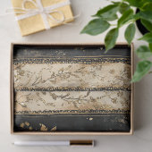 Luxus-Schwarz-Gold-Botanik-Fuchs-Muster Seidenpapier (Geschenk)