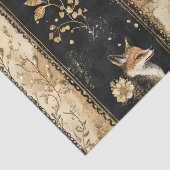 Luxus-Schwarz-Gold-Botanik-Fuchs-Muster Seidenpapier (Detail)