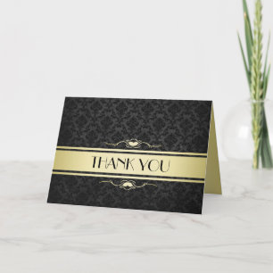 Luxus Schwarz/Gold Damast Dankeschön Dankeskarte