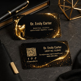 Luxus Schwarz & Gold Dental | Moderne Zahnmedizin Visitenkarte