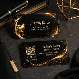 Luxus Schwarz & Gold Dental Moderne Zahnmedizin Visitenkarte
