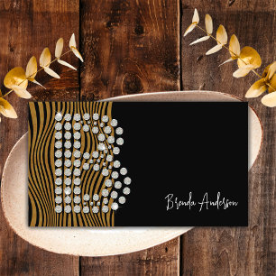 Luxus-Schwarz-Gold-Diamant-Social-Media-Monogramm Visitenkarte