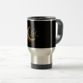 Luxus Schwarz & Gold Eid Mubarak – Elegant Reisebecher
