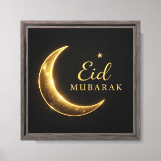 Luxus Schwarz & Gold Eid Mubarak Wandkunst – Elega Leinwanddruck