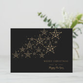 Luxus Schwarz Gold Feiertagskarte (Stehend Vorderseite)
