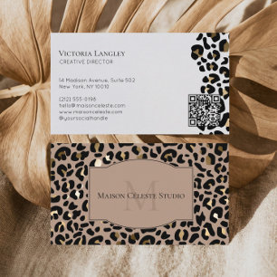 Luxus Schwarz Gold Gepard Leopard Print Elegant Visitenkarte