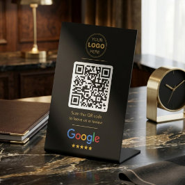 Luxus Schwarz Gold Geschäftsbewertungs-QR-Code Sockelschild
