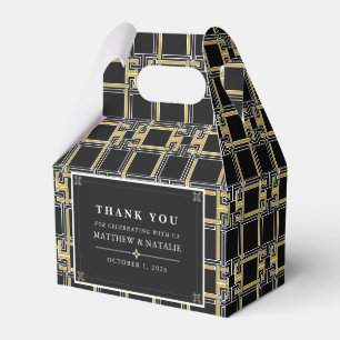Luxus-Schwarz-Gold-Griechischer-Schlüssel-Hochzeit Geschenkschachtel