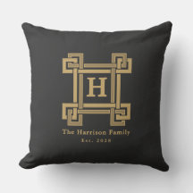 Luxus-Schwarz-Gold-Griechischer-Schlüssel-Monogram