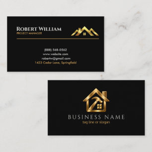 Luxus-Schwarz-Gold-Hausumbau Custom Branding Visitenkarte