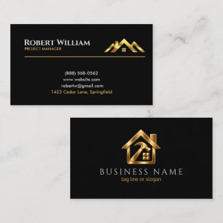 Luxus-Schwarz-Gold-Hausumbau Custom Branding Visitenkarte