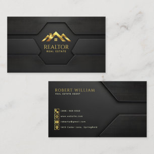 Luxus-Schwarz-Gold-Immobilienmakler-Branding mit i Visitenkarte