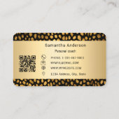 Luxus-Schwarz-Gold-Leopardenprint QR-Code Visitenkarte (Rückseite)