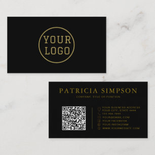 Luxus-Schwarz-Gold-Logo- QR-Code-Elegant Visitenkarte