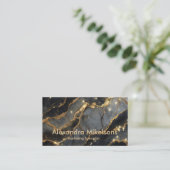 Luxus Schwarz Gold Marmor Geschäftlich Professione Visitenkarte (Stehend Vorderseite)
