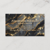 Luxus Schwarz Gold Marmor Geschäftlich Professione Visitenkarte (Rückseite)