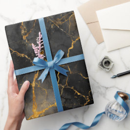 Luxus Schwarz Gold Marmor Luxuriöses abstraktes Mu Geschenkpapier