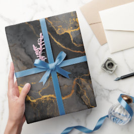 Luxus Schwarz Gold Marmor Luxuriöses abstraktes Mu Geschenkpapier