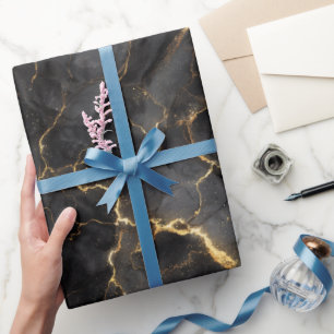 Luxus Schwarz Gold Marmor Luxuriöses abstraktes Mu Geschenkpapier