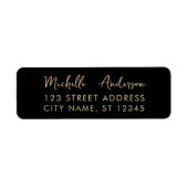 Luxus-Schwarz-Gold-Minimal-Script-Rücksendeadresse (Vorne)
