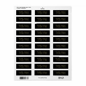 Luxus-Schwarz-Gold-Minimal-Script-Rücksendeadresse (Vorne)