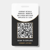 Luxus Schwarz Gold Moderne Immobilien QR-Code ID Ausweis (Rückseite)