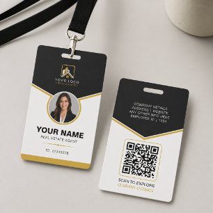 Luxus Schwarz Gold Moderne Immobilien QR-Code ID Ausweis